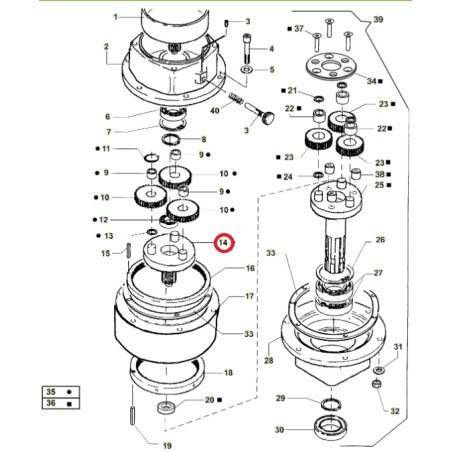 ORIGINAL ACTIVE sinfín t143 modelos t143 023430 soporte satélite primera etapa con pasadores | NewgardenAgri.com