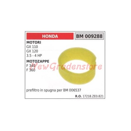 Prefiltro aire espuma motor HONDA GX 110 120 3,5 4 CV motoazada F 340 360 009288 | NewgardenAgri.com