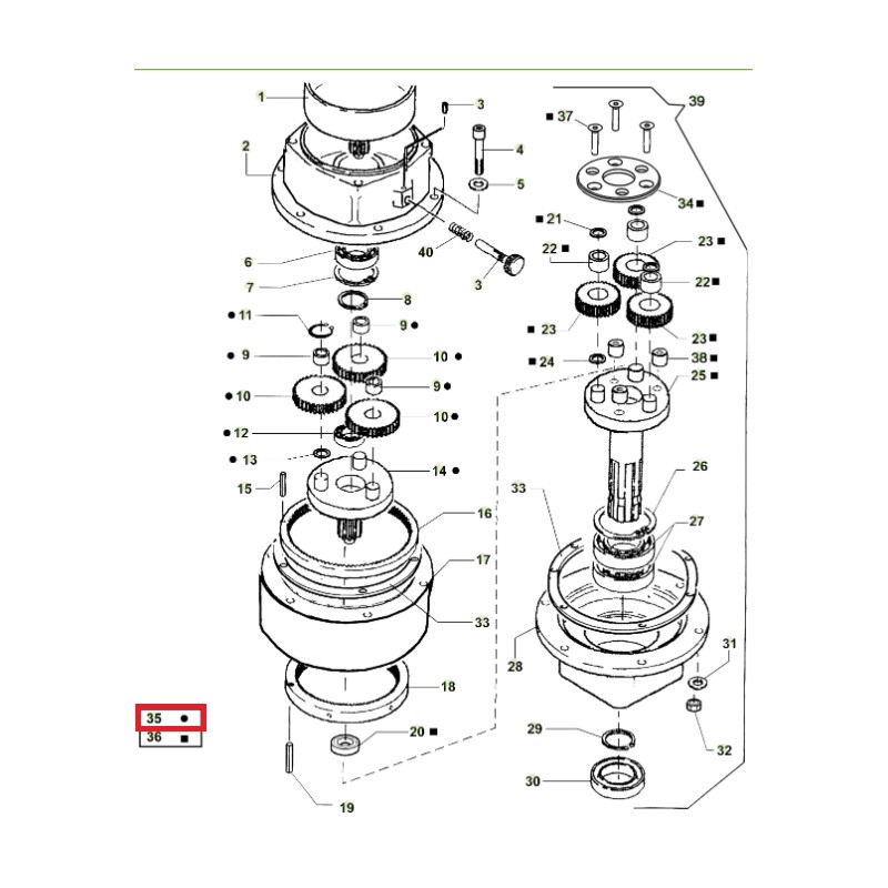 ORIGINAL ACTIVE Kettensäge Modell t143 - t152 erste Reduzierstufe 021037