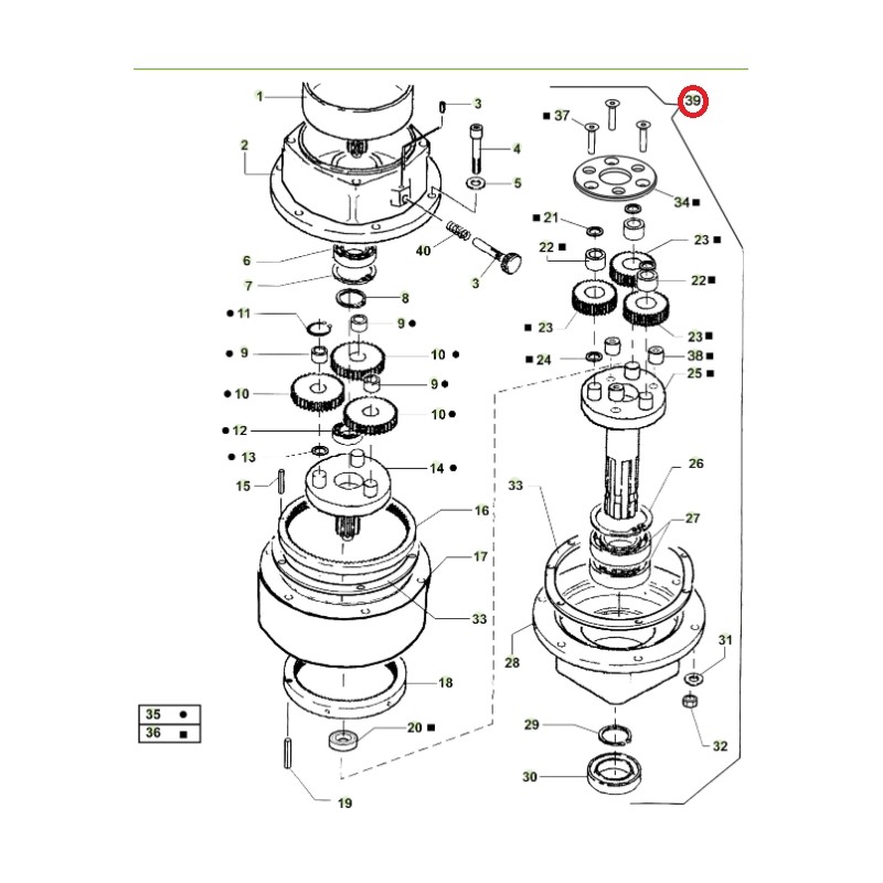 ORIGINAL ACTIVE Planetengetriebe Erdbohrer Modelle t143 - t152 022740