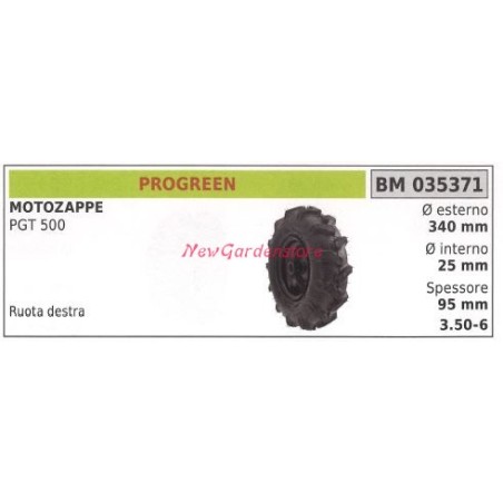 Roue droite du motoculteur PROGREEN PGT 500 035371 | NewgardenAgri.com