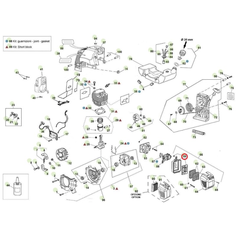 Boîte à filtre pour débroussailleuse ORIGINAL ACTIVE 4.5 - 5.5 tarière t143 020558