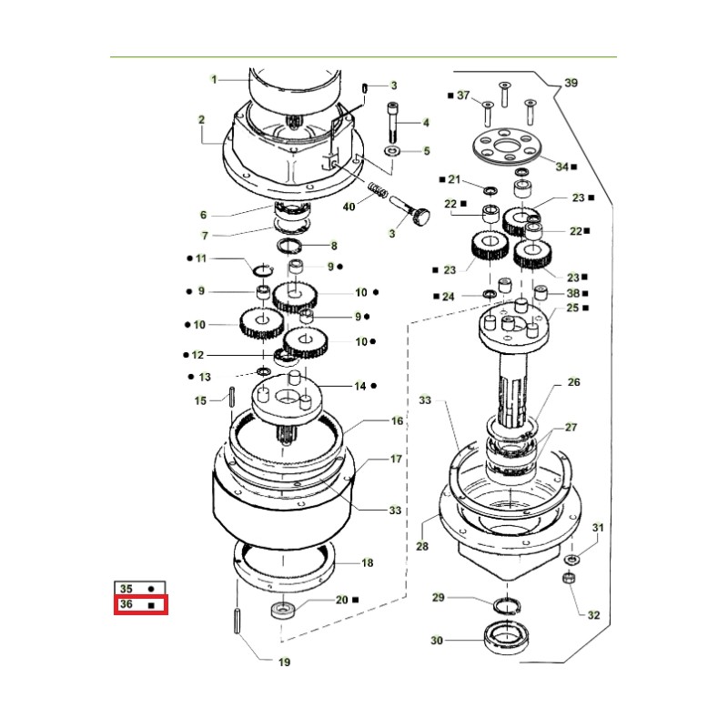 Deuxième étage de réduction ORIGINAL ACTIVE tarière modèles t143 - t152 022739