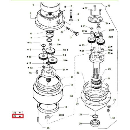 Deuxième étage de réduction ORIGINAL ACTIVE tarière modèles t143 - t152 022739 | NewgardenAgri.com