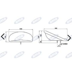 Medium upholstered and painted sheet metal seat for agricultural tractor