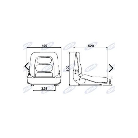 Forklift seat with rails and suspension for agricultural tractor