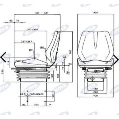 Asiento SMALL sky con suspensión mecánica para tractor agrícola AMA | NewgardenAgri.com