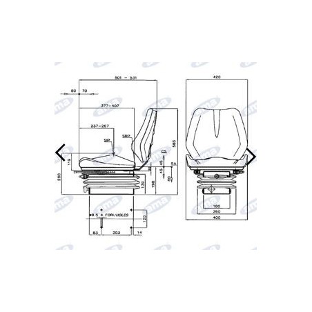 Asiento SMALL sky con suspensión mecánica para tractor agrícola AMA