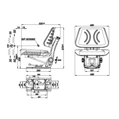 Asiento estándar de pvc negro para tractor agrícola | NewgardenAgri.com