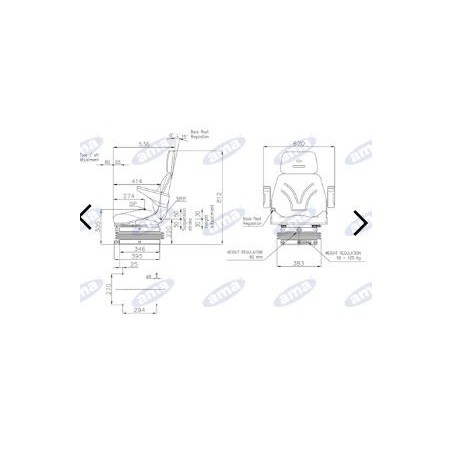 TOP seat with mechanical suspension for AMA agricultural tractor