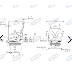 Asiento TOP con suspensión neumática para tractor agrícola AMA 10550 | NewgardenAgri.com