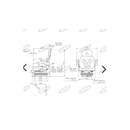 Asiento TOP con suspensión neumática para tractor agrícola AMA 10550