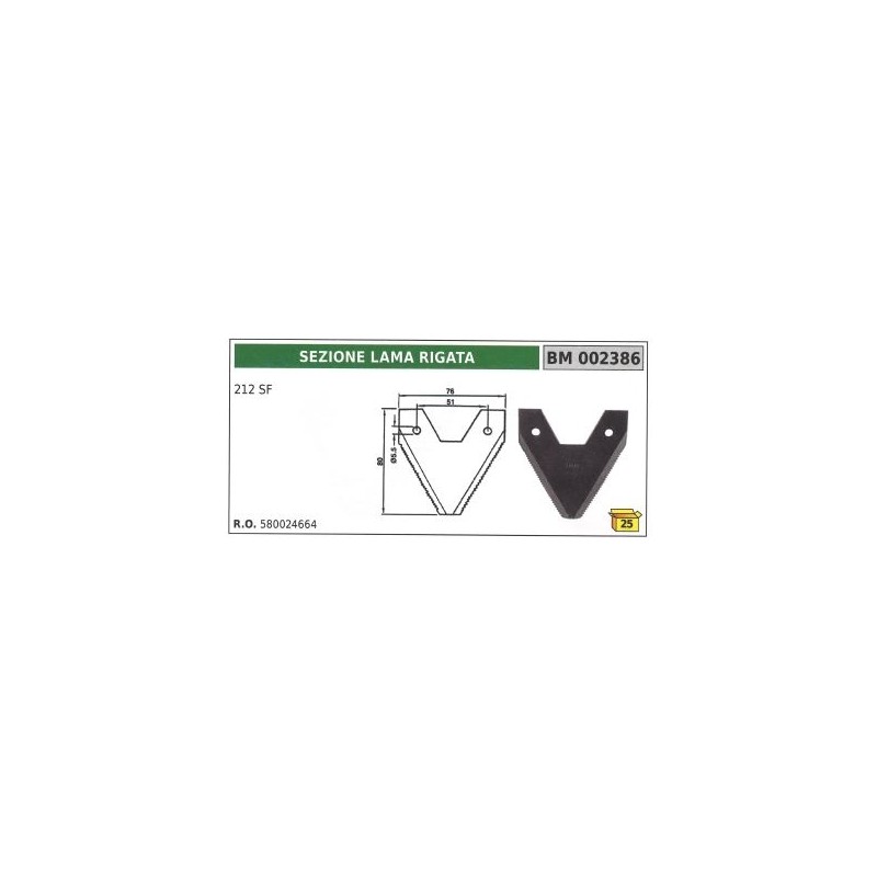 Lame striée pour 212 SF barre de coupe BCS 622