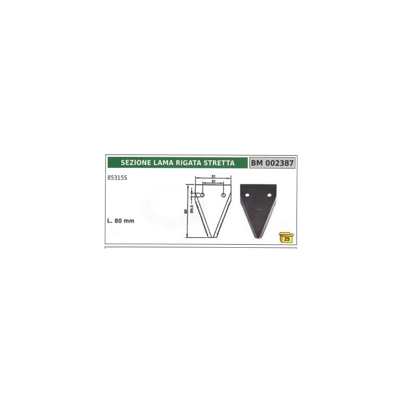 Narrow grooved blade section for motor mower 85315 SF