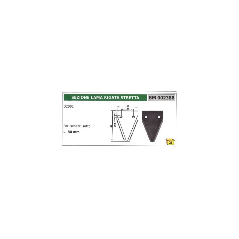 Narrow scoring blade section for D2001 motor mower