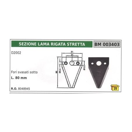 Sección de cuchilla incisora estrecha para segadora motorizada D2002 | NewgardenAgri.com