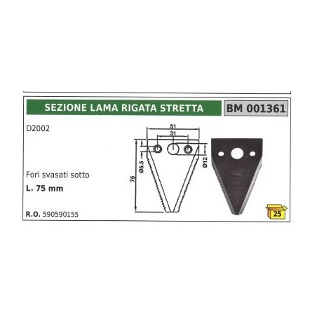 Section de lame à rainures étroites pour motofaucheuse D2002 | NewgardenAgri.com