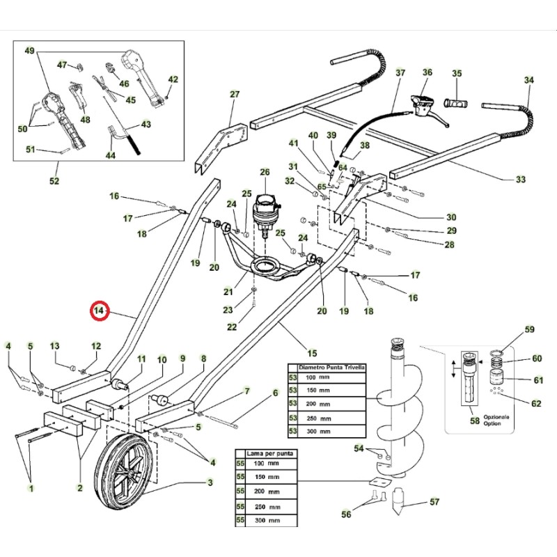 ORIGINAL ACTIVE auger models t152 020783 right-side wheel frame