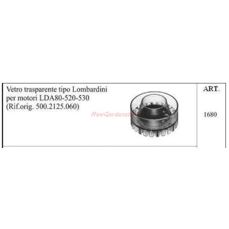 LOMBARDINI verre transparent pour tracteur à pied moteurs LDA80 520 530 1680 | NewgardenAgri.com