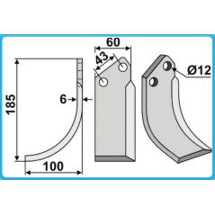 Hackenblatt für Bodenfräse 350-303 350-302 AGRIA dx sx 185mm | NewgardenAgri.com