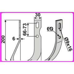 Cuchilla para motoazada350-663 350-662 UNIVERSALdx sx 200mm