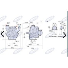 Bomba AR 135BP/C con puertos externos recubiertos de plástico 3 membranas 34174 | NewgardenAgri.com