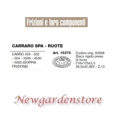 Disco frizione 15375 trattore CARRARO Carro 450 502 504 3500 4500 5000 48,5x42,5 | NewgardenAgri.com