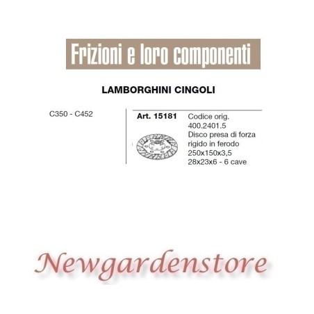 Disco centrale 6 cave trattore C350 C452 15181 LAMBORGHINI CINGOLI 28x23x6 | NewgardenAgri.com