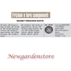 Disco frizione PTO rigido ferodo trattore MASSEY FERGUSON 15127 44x38x7 Z10 | NewgardenAgri.com