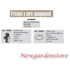 Disque d'embrayage rigide moteur cultivateur REKORD 2005 BARBIERI 15823 15824 | NewgardenAgri.com