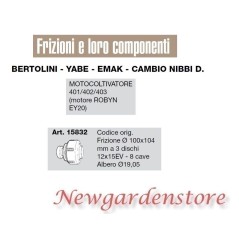 Frizione 100x104 motocoltivatore 401 402 403 ROBYN EY20 BERTOLINI EMAK 15832 | NewgardenAgri.com