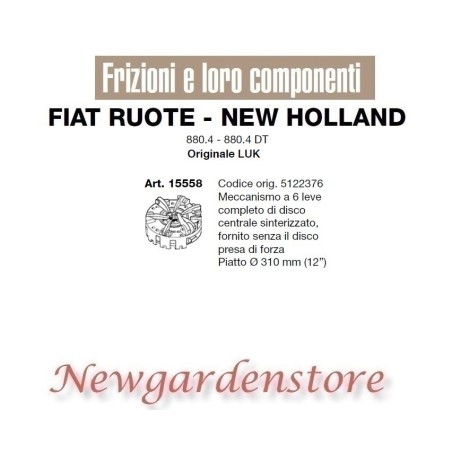 6-Hebel-Scheibenkupplung Traktor 880.4 880.4DT LUK 15558 FIAT NEW HOLLAND 5122376 | NewgardenAgri.com