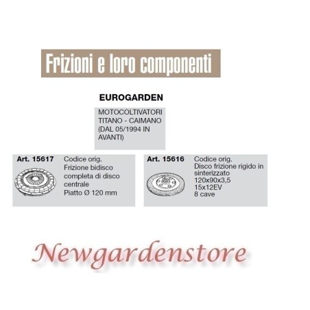 Frizione disco compatibile EUROGARDEN motocoltivatore titano caimano 15617 15616 | NewgardenAgri.com