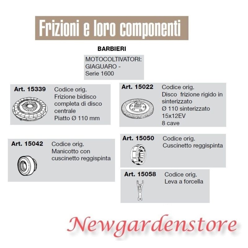 Clutch disc sleeve bearing motor cultivator GIAGUARD 1600 BARBIERI