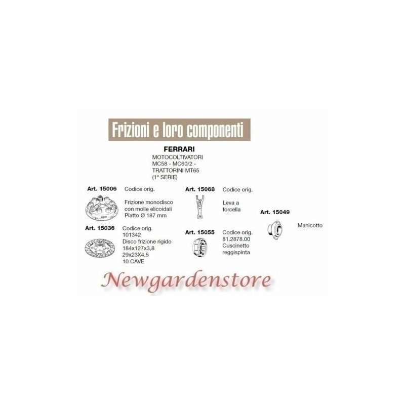 Douille de disque d'embrayage tracteur MT75 motoculteur MC58 MC60/2 FERRARI | NewgardenAgri.com