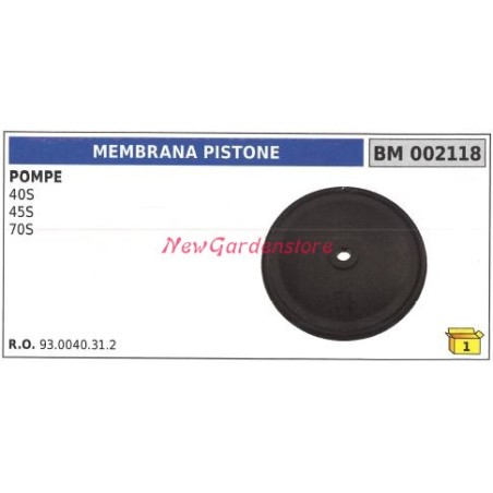 Membrana pistone UNIVERSALE pompa Bertolini 40S 45S 70S 002118 | NewgardenAgri.com