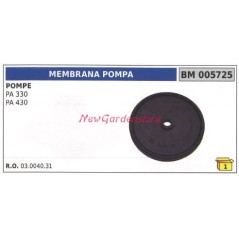 Membrana de pistón UNIVERSAL Bomba Bertolini PA 330 430 430 005725 | NewgardenAgri.com