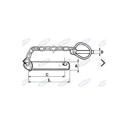 Goupille de pivot pour bras supérieur de diamètre 19x120 mm pour montage d'outil de tracteur agricole