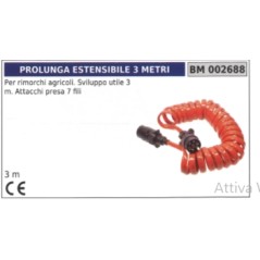 Extension cable for agricultural trailers / usable length 3 metres / socket connections 7-wire | NewgardenAgri.com