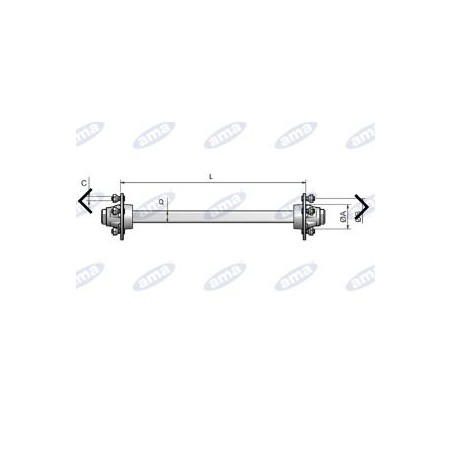 Demi-arbre sans frein 1400 mm type 5 trous pour remorque et citerne AMA 11687