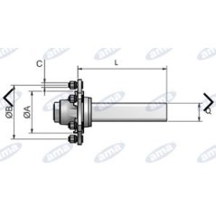 Arbre d'essieu sans frein type 4 trous fiat pour remorque et citerne AMA 11680 | NewgardenAgri.com