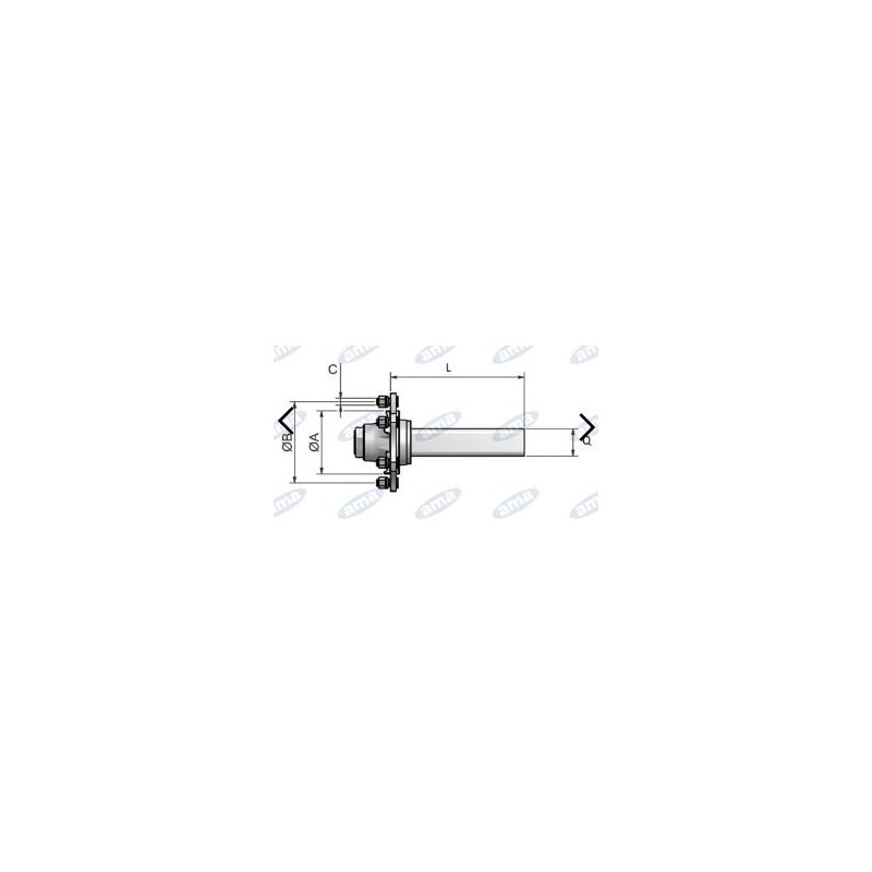 Axle shaft without brake type 4-hole fiat for trailer and tank AMA 11680