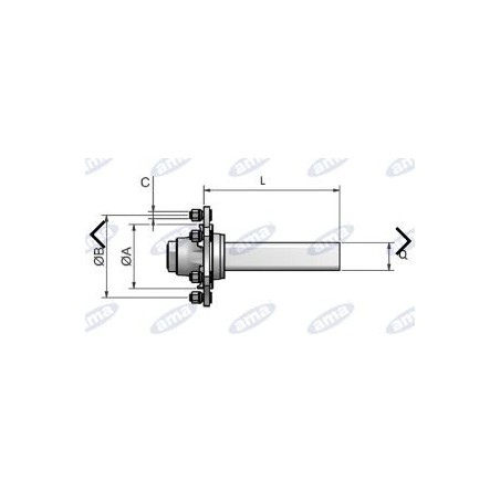 Axle shaft without brake type 4-hole fiat for trailer and tank AMA 11680 | NewgardenAgri.com