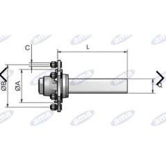 Arbre d'essieu sans frein type 5 trous 200 mm pour remorque et citerne AMA 11684 | NewgardenAgri.com