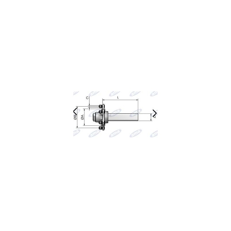 Bremslose Achswelle Typ 5-Loch 200 mm für Anhänger und Tank AMA 11684