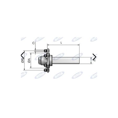 Arbre d'essieu sans frein type 5 trous 200 mm pour remorque et citerne AMA 11684 | NewgardenAgri.com