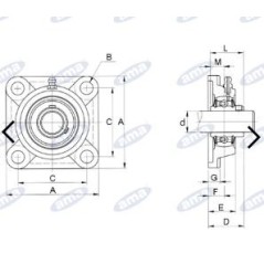 Brida cuadrada autoalineable UCF 208 para tractor agrícola 07463 | NewgardenAgri.com