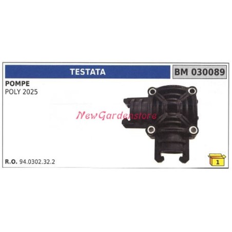 Testata UNIVERSALE pompa Bertolini POLY 2025 030089 | NewgardenAgri.com