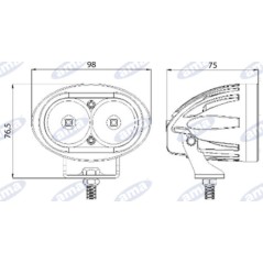 Faro lavoro LED 76,5x98mm 10-60V 10W 1000LM cavo uscita 32cm macchina agricola