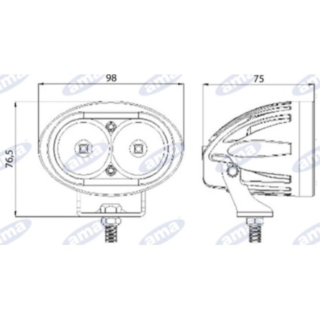 LED-Arbeitsscheinwerfer 76,5x98mm 10-60V 10W 1000LM Kabelausgang 32cm Landwirtschaftsmaschine